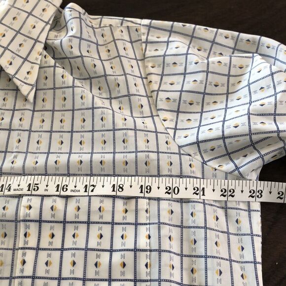 Kmart Shirt Mens XL White Vintage 70s Pointed Collar Button Up Geometric Check - Picture 12 of 12